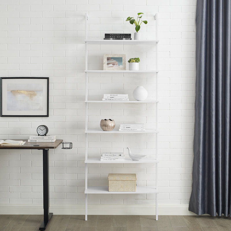 Ebern Designs 84.84'' H X 29.92'' W Mdf Metal Ladder Bookcase & Reviews